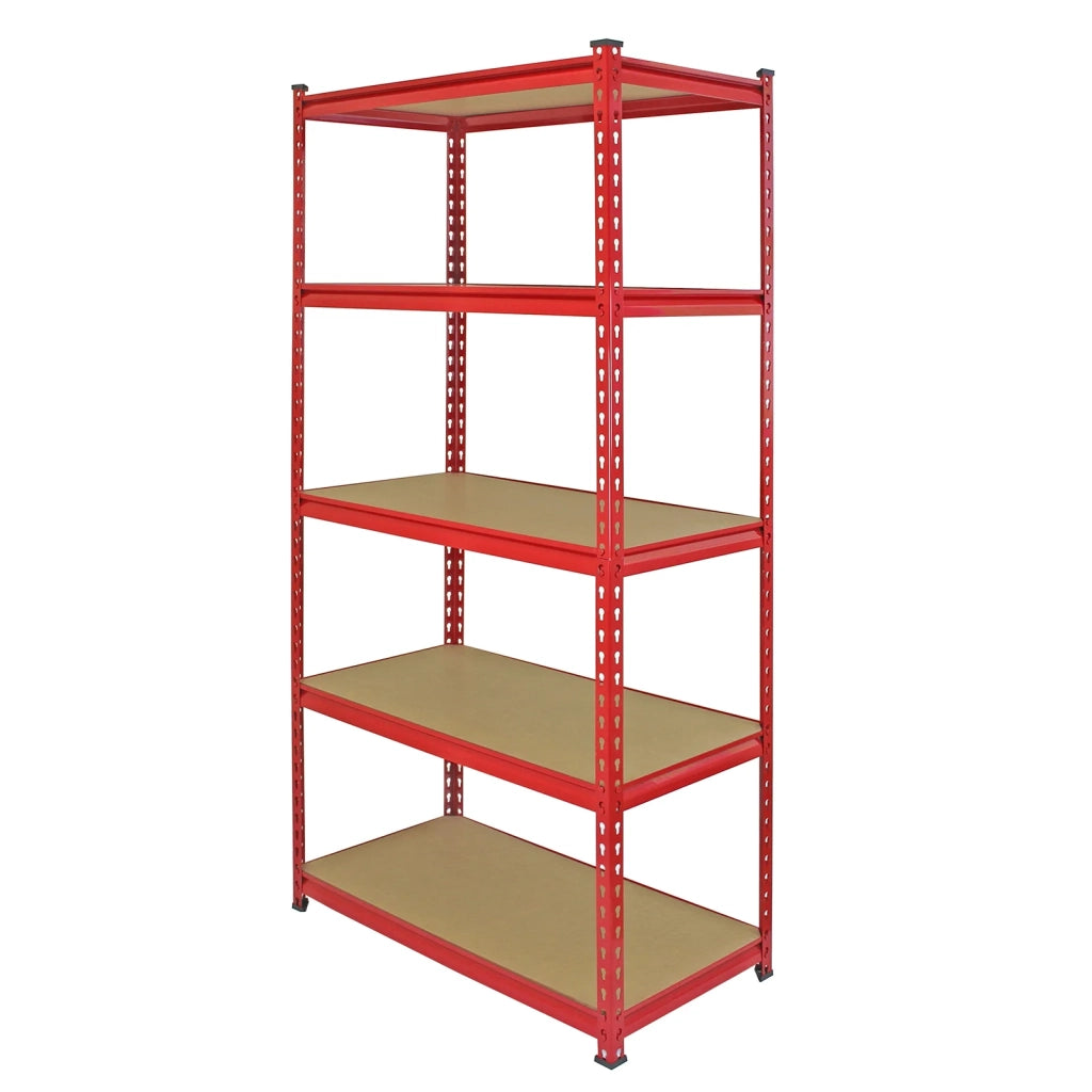 4 Scaffali in Acciaio Senza Bulloni Z-Rax Rossi 90cm x 45cm x 183cm per Garage