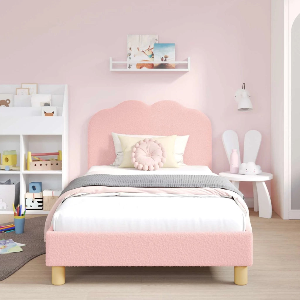 Struttura letto bambini con testata Rosa 90 x 190 cm Bouclé