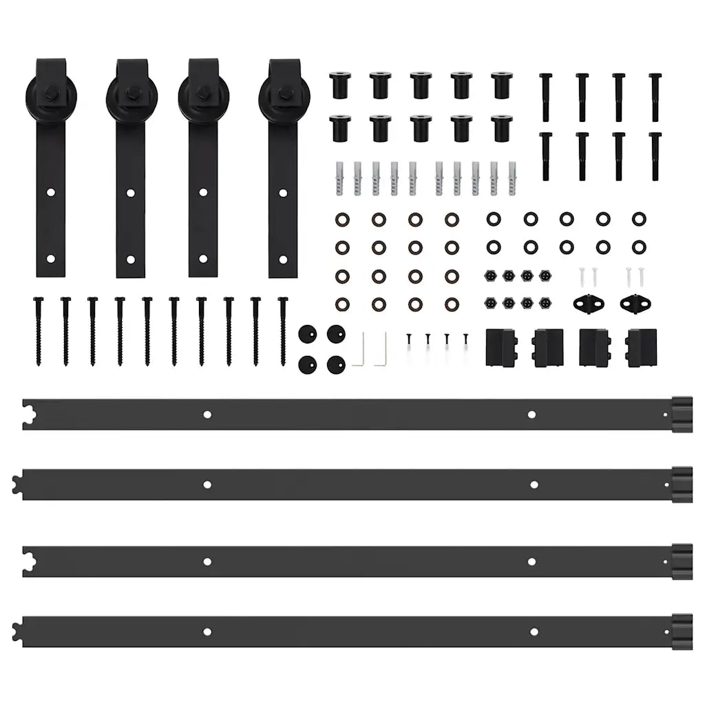 vidaXL Kit di Binari per Porte Scorrevoli 213,5 cm Acciaio Nero