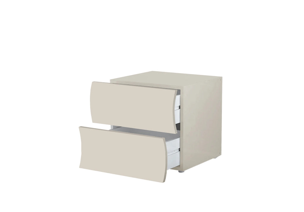 Comodino 2 Cassetti Onda 50x40x41,3 cm Finitura in Melamina Cachemire