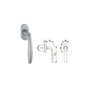 Martellina per finestra – Roissy DK – Cromo satinato, scatto 90°, perno Ø10 mm – Hoppe