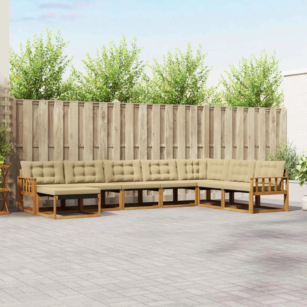 Set di divani da esterno con cuscino 8 pcs Naturale e Beige