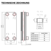 Scambiatore a piastre saldobrasate in acciaio inox, 30 piastre Max 175 kW