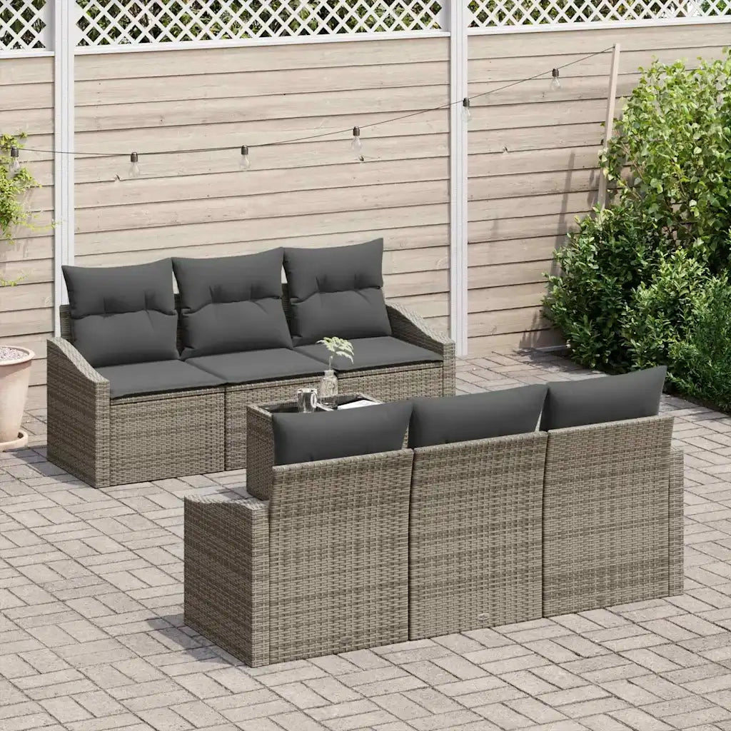 Set di divani con cuscino 7 pcs Grigio polyrattan