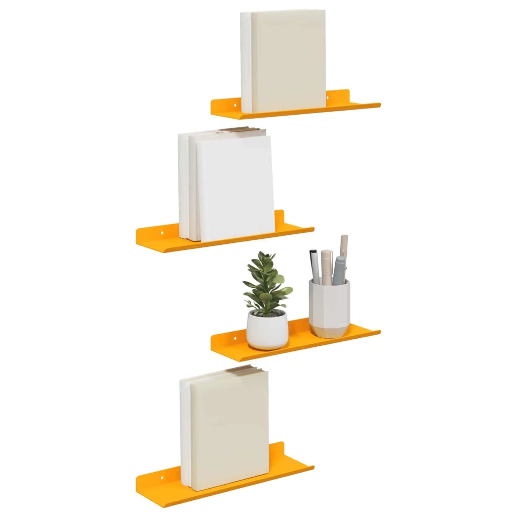 Mensola sospesa 4 pcs Giallo senape 30 x 9 x 2,5 cm Acciaio 8003943