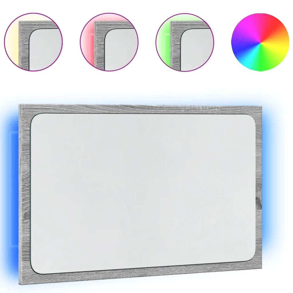 vidaXL Specchio da Bagno con LED Grigio Sonoma 60x8,5x38 cm Truciolato