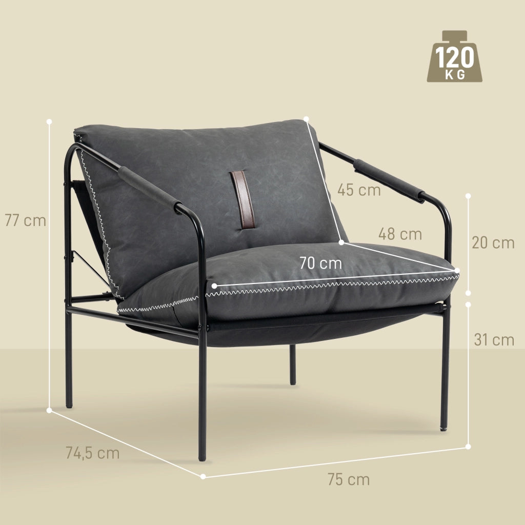 Poltrona Moderna Relax in Similpelle Grigio Scuro ¨C Zephmum ¨C Cuscini Estraibili