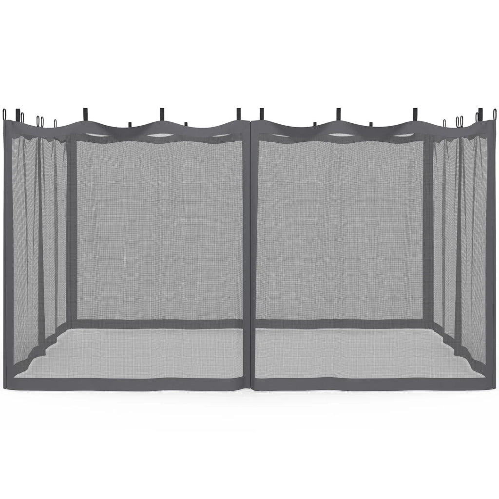 IDMarket - Set di 4 zanzariere 3x4 grigie con cerniera per pergola + ganci