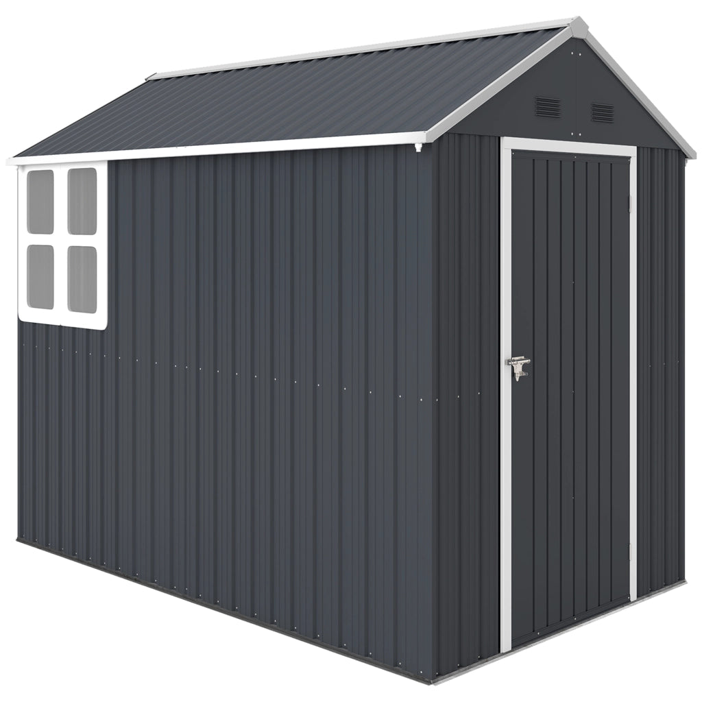 Casetta da giardino in metallo ¨C zephmum ¨C grigio/bianco 259x172x222 cm