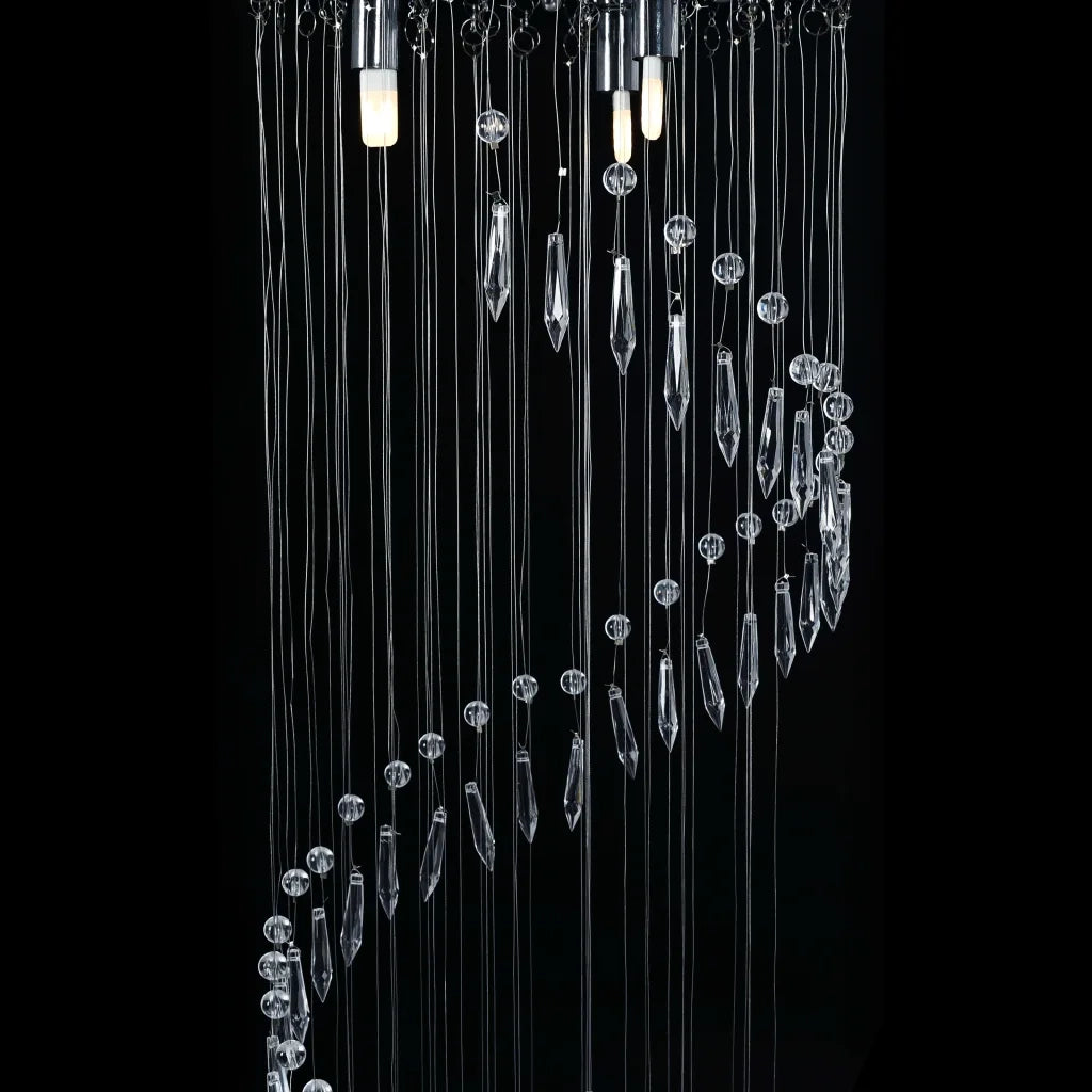 Lampadario con Perle di Cristallo a Spirale Argento G9 281577