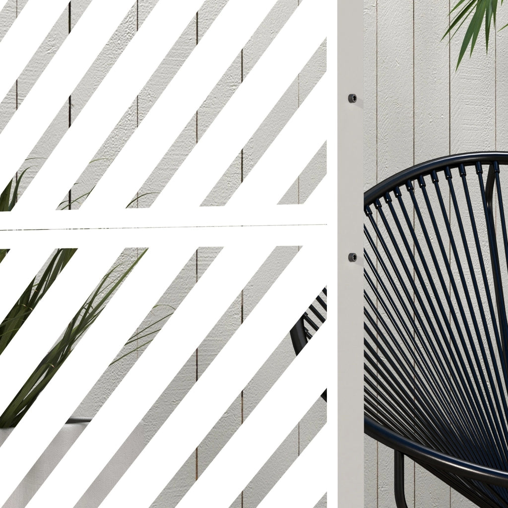 Separatore ambienti esterno 3 pezzi triangoli ¨C zephmum ¨C bianco acciaio 122x45x198 cm