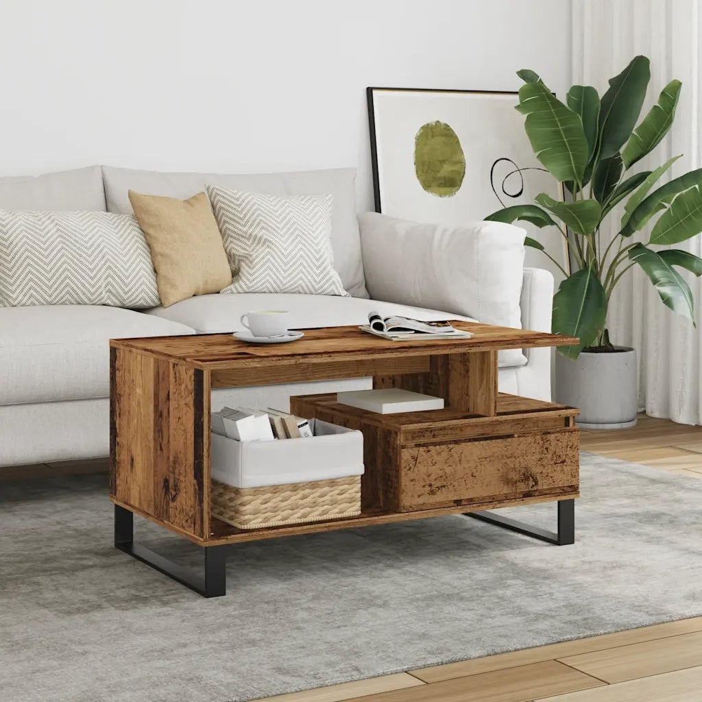 Tavolino da salotto | Tavolino da caff¨¨ | Tavolino da Soggiorno Legno Antico 90x49x45 cm Legno Multistrato