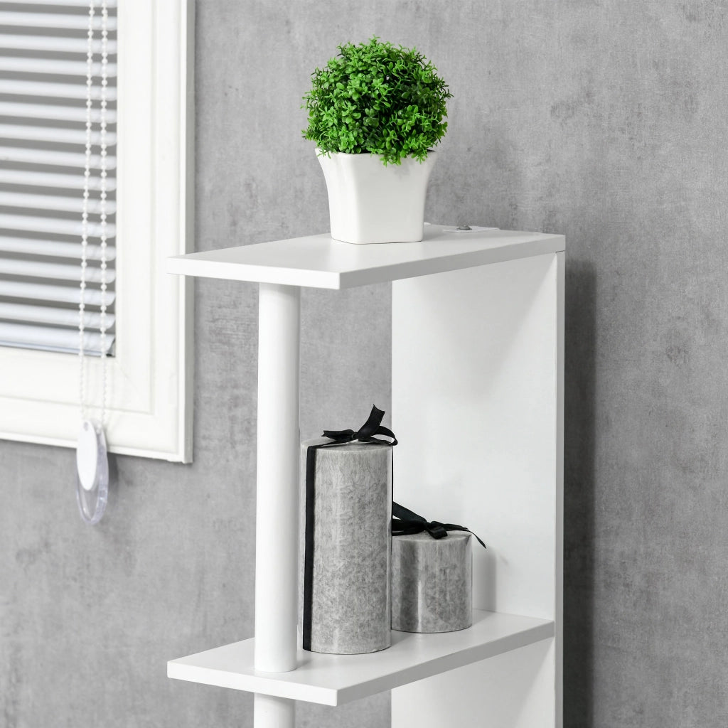 EasyComfort Colonna Bagno con 2 Ripiani e 2 Armadietti, Mobile Alto Salvaspazio 15.2x29.8x118 cm, Bianco