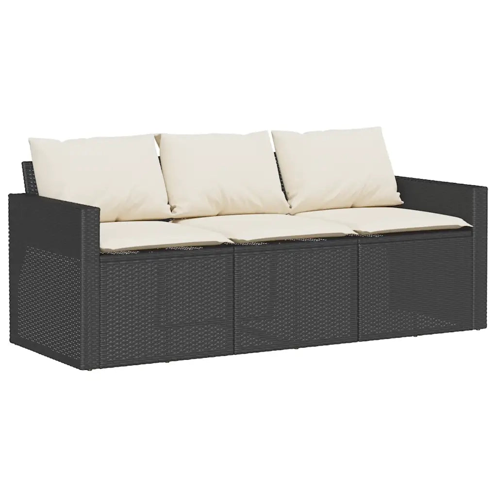 Set Divano da Giardino 6 pz con Cuscini Nero in Polyrattan