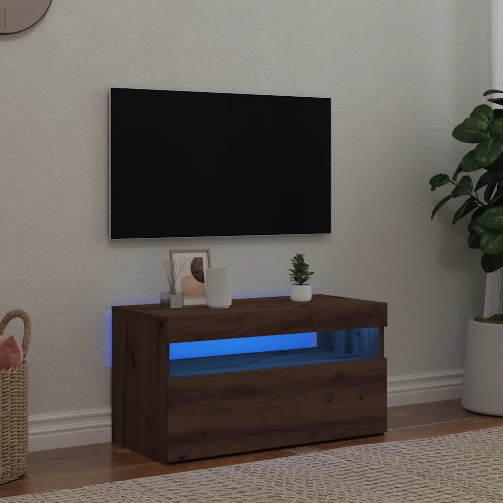 Mobile Porta TV con LED Artigianale 75x35x40 cm Multistrato 856317