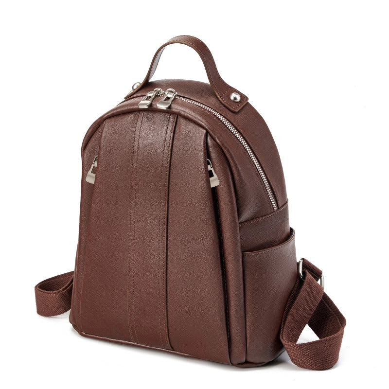 Zaino da donna in vera pelle marrone