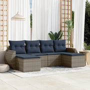 Set Divani da Giardino 6 pz con Cuscini Grigio in Polyrattan 3221720