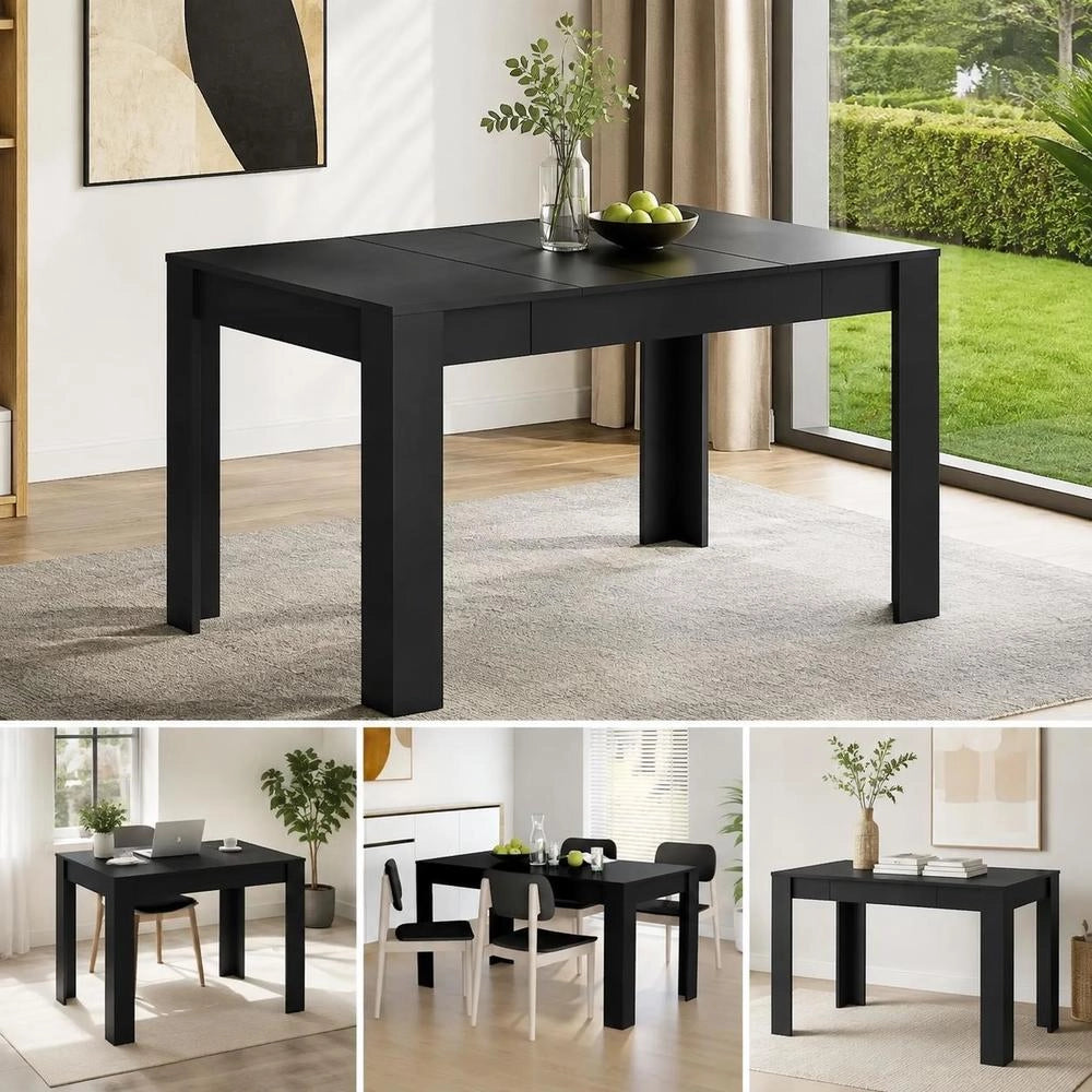 Dining Table Black 140x74.5x76 Cm Wood Composite