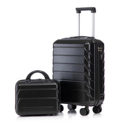 Set di 2 valigie girevoli in ABS da 14"/19" con lucchetto a combinazione e trousse da 14" (Nero)