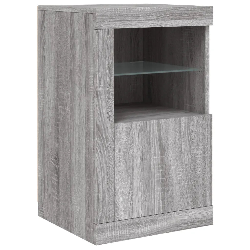 Armadietti con Luci LED 2pz Grigio Sonoma in Legno Multistrato 836641