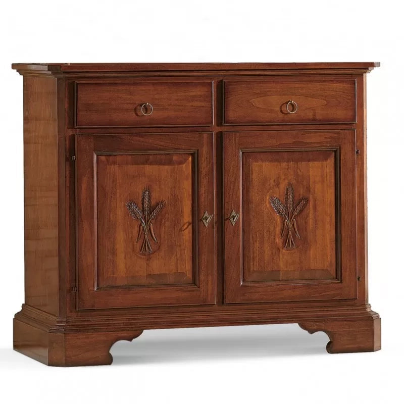 Madia credenza 2 porte in legno massello tinta noce 114x49x95 - Mobili 2G