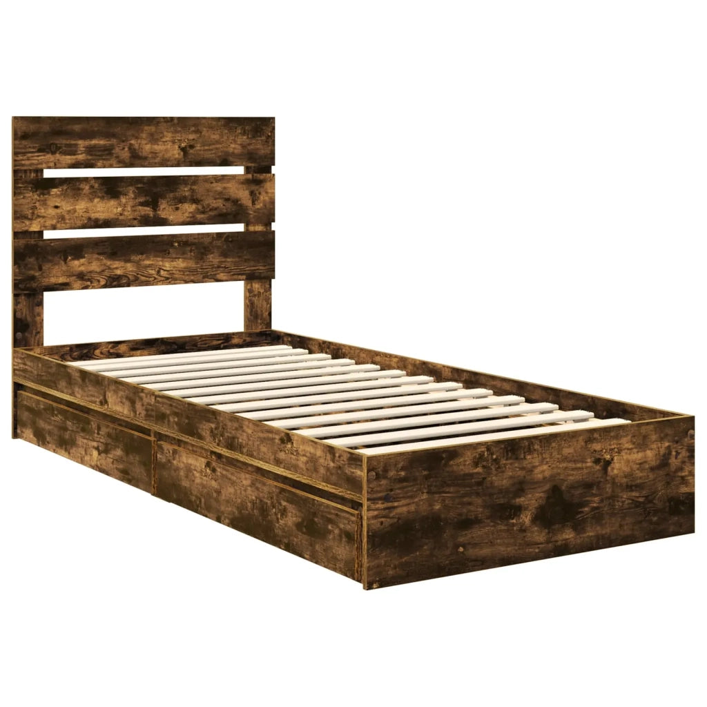 Letto con Contenitore Rovere fumé 90 x 200 cm Legno multistrato 3411926