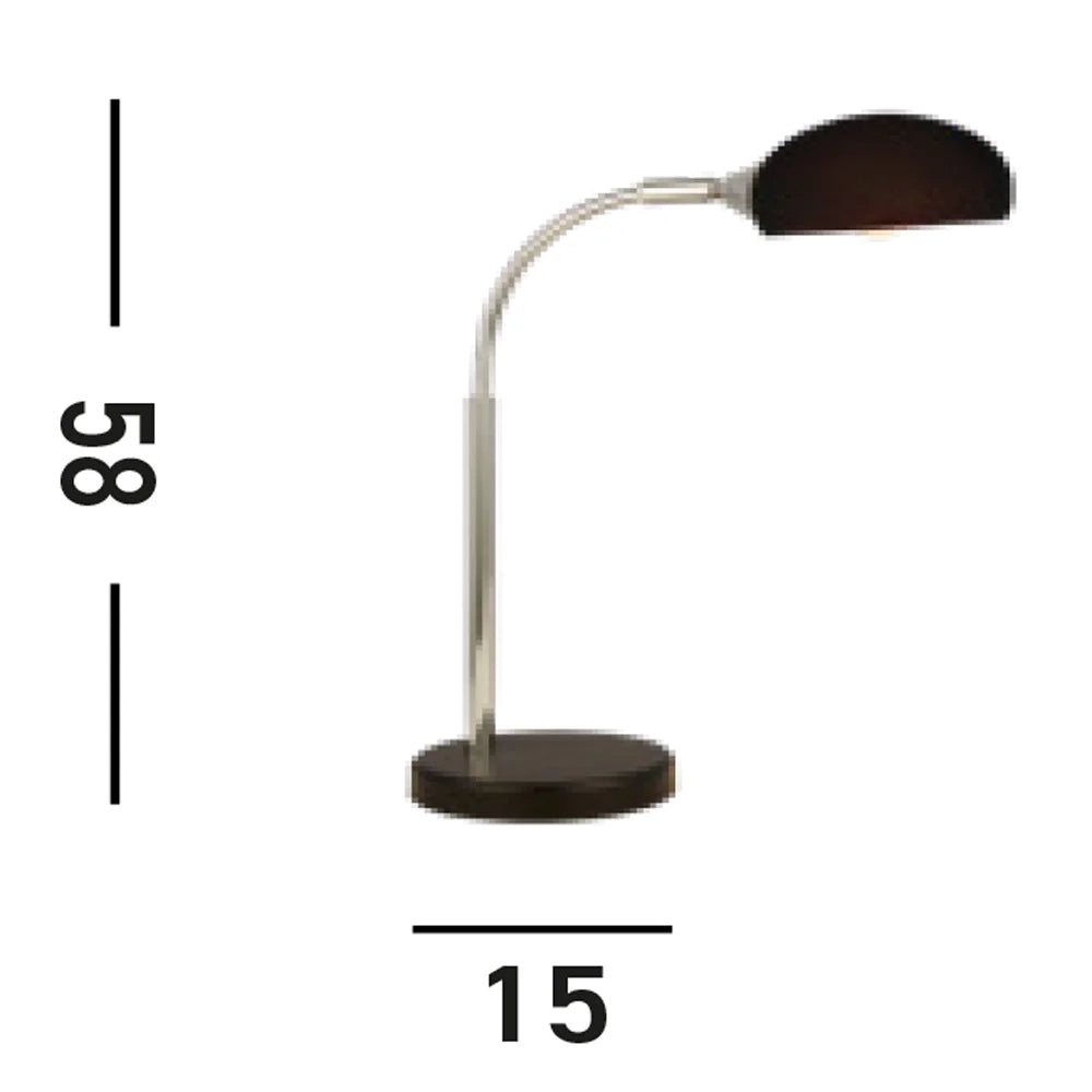 Lampada Da Scrivania Contemporanea Astro Acciaio Cromo Vetro Nero 1 Luce E14