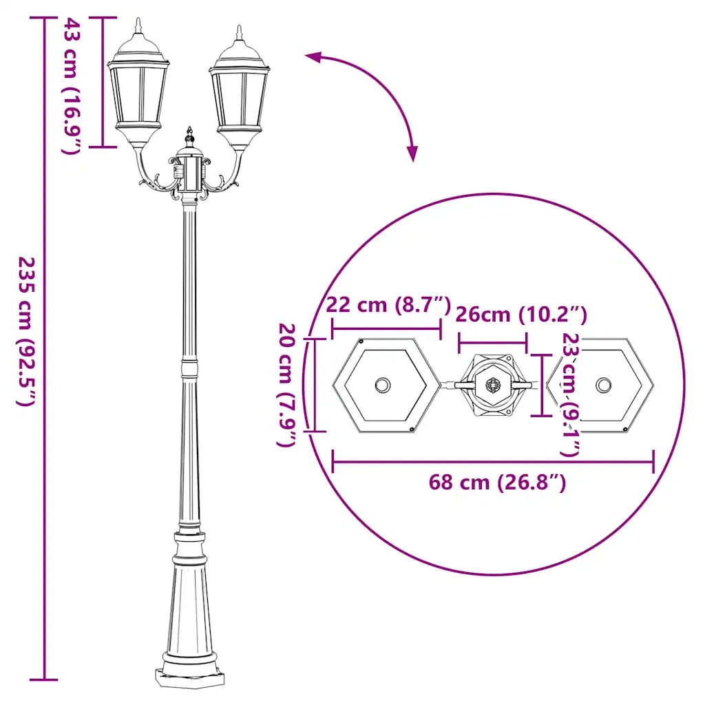 Luce da Giardino Bronzo 68 x 20 x 235 cm Alluminio e vetro CFW4808581