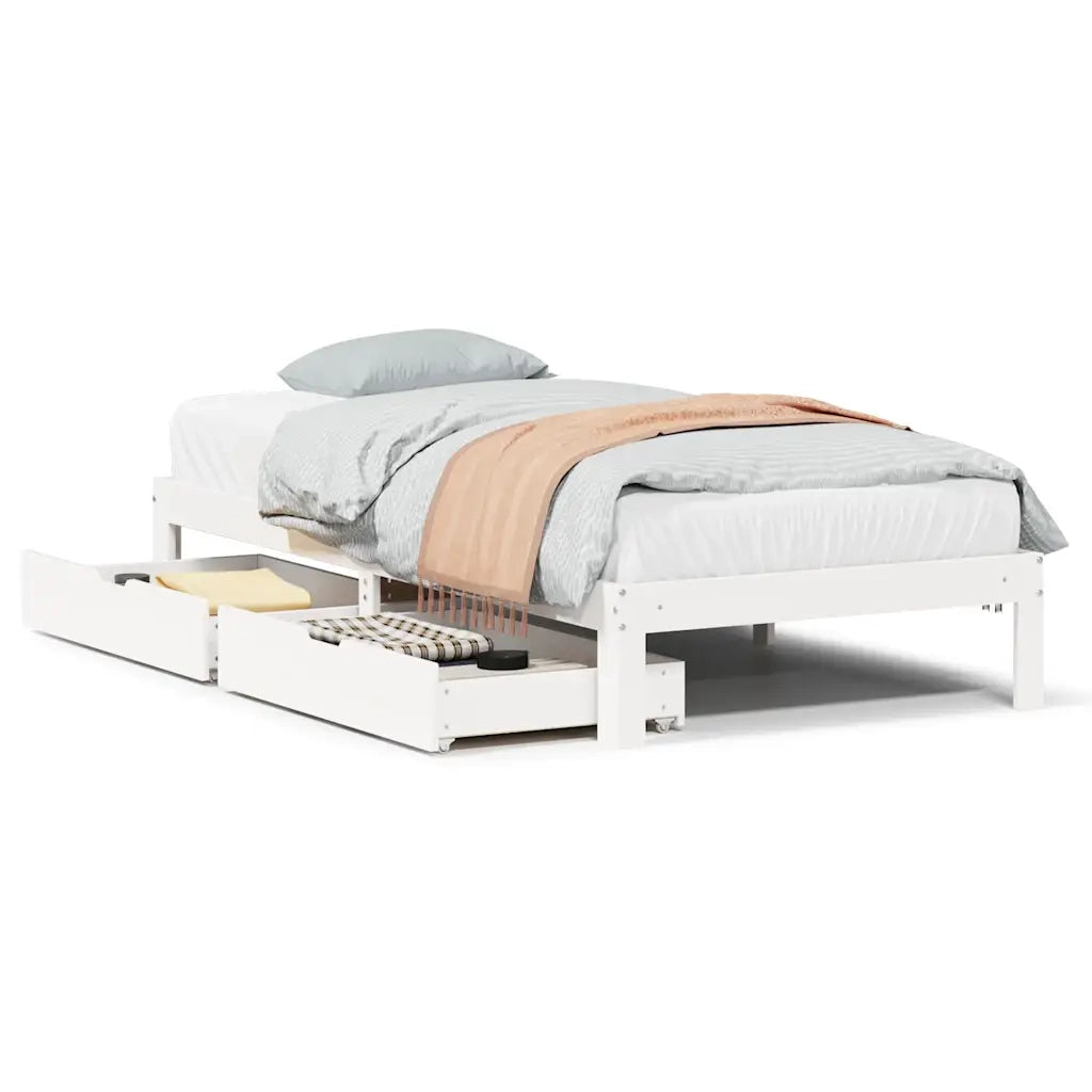 vidaXL Giroletto con Cassetti Bianco 75x190 cm Legno Massello di Pino