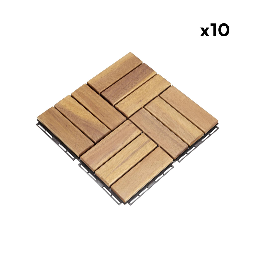 Set di piastrelle per patio in legno, 30x30cm, marrone naturale