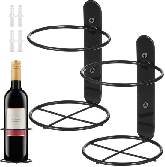 Wandmontaggio Metallico per Vino 2 Stck Singolo Fusto Verticali Deposito Stand per Bar e Vini Raccoglitori