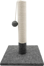 Krabbapiano in juta e tessuto ecologico con pompon gatto in design moderno grigio e bianco - base stabile 30 x 30 cm