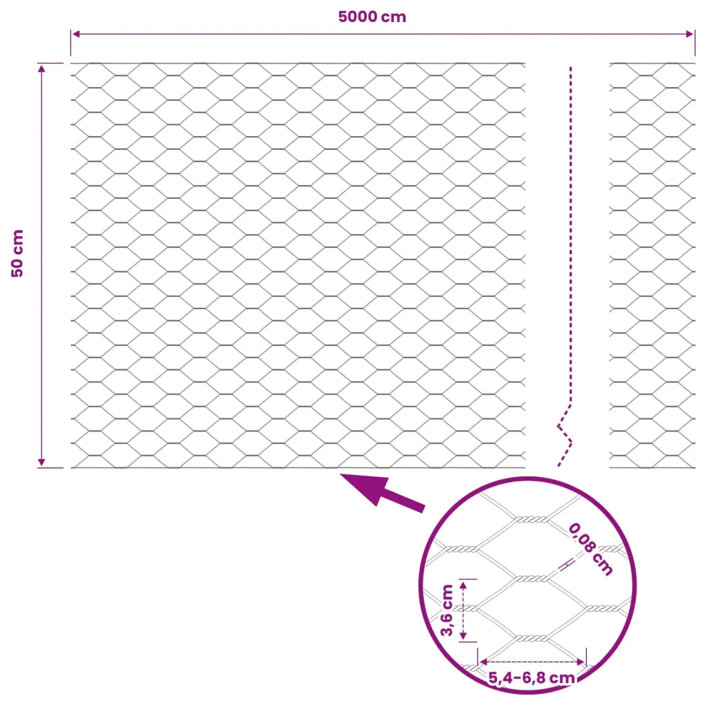 Recinzione Esagonale Grigio 0,5 x 50 m PVC 42005559