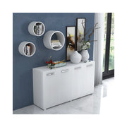 Mobile multiuso 180x45x80 ingresso e ufficio Viareggio colore bianco frassinato