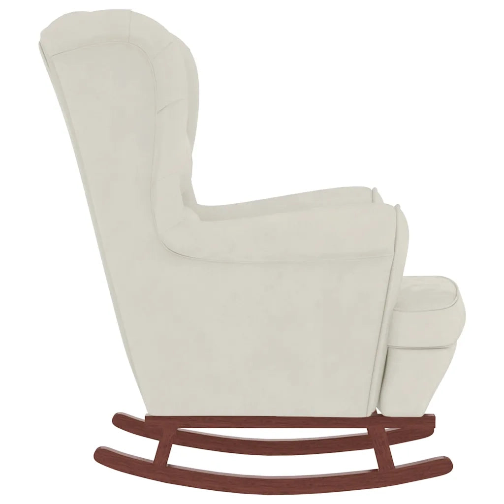Sedia a dondolo con schienale alto in velluto crema 3121239
