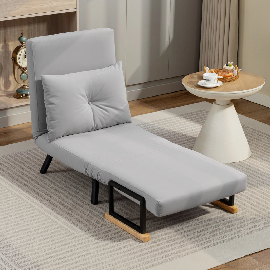 Divano Letto Singolo Pieghevole Convertibile 4 in 1 ¨C zephmum ¨C 63x73x81 cm Grigio