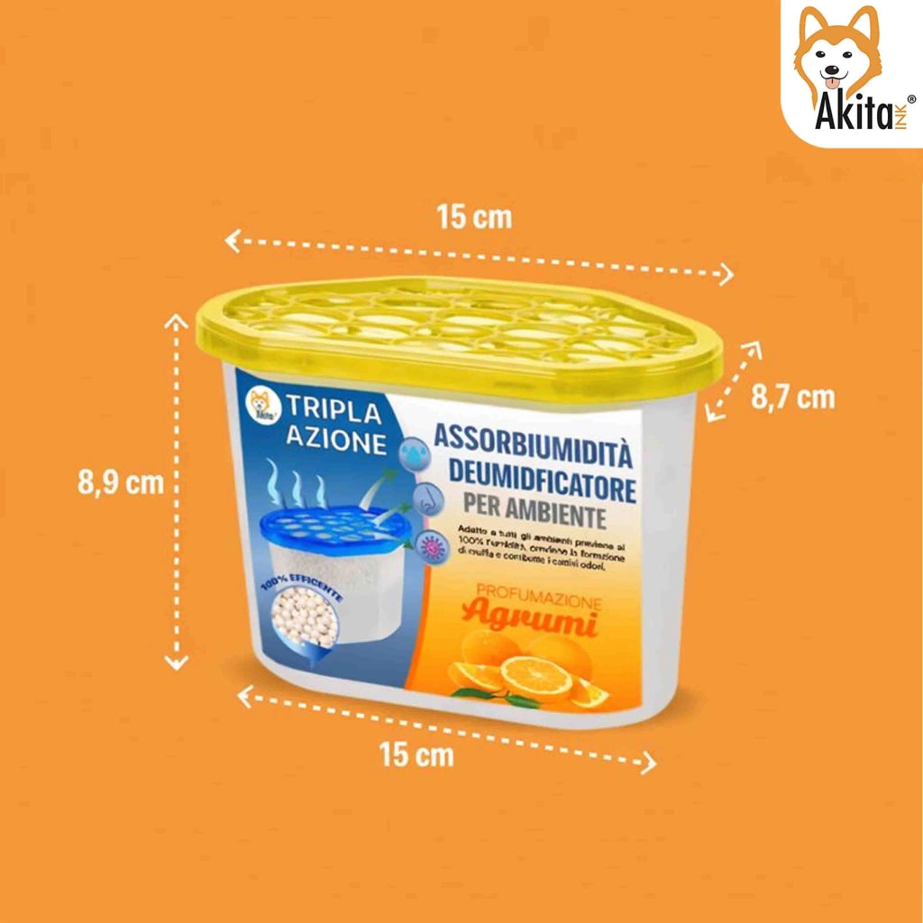 Akitaink Set 6 Assorbiumidita' Deumidificatori Agrumi 500 ml