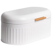 Contenitore per il pane in ferro bianco 33 x 17 x 16 cm decorativo con coperchio per cucina moderna