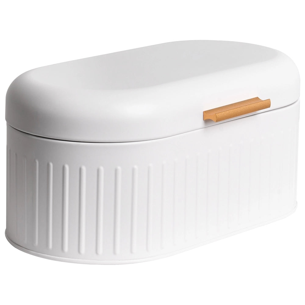 Contenitore per il pane in ferro bianco 33 x 17 x 16 cm decorativo con coperchio per cucina moderna