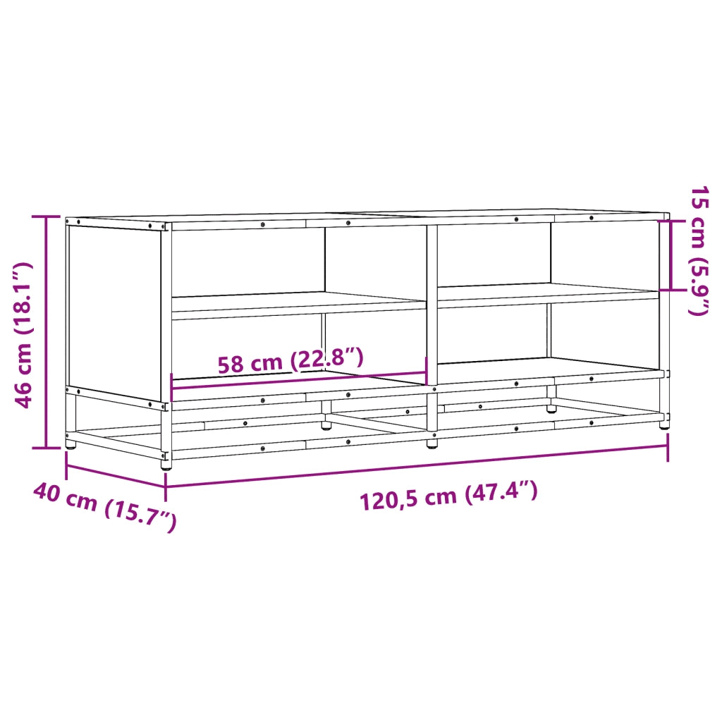 vidaXL Mobile TV Grigio Sonoma 120,5x40x46cm Legno Multistrato Metallo