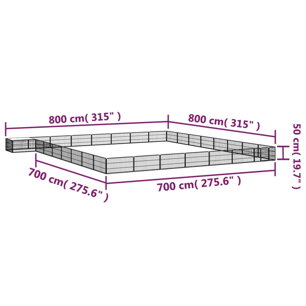 Box Cani 32 Pannelli Nero 100x50 cm Acciaio Verniciato Polvere cod mxl 54389