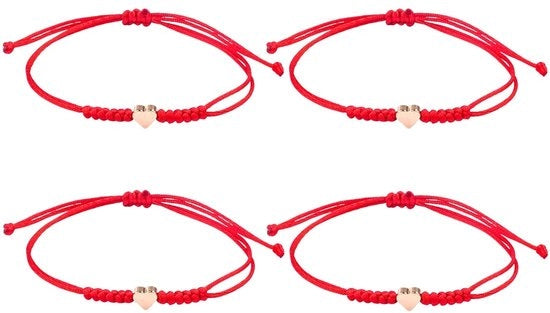 Set di bracciali per donna - filigrana - set di 4 bracciali - cinturino di nylon rossa - adattabile