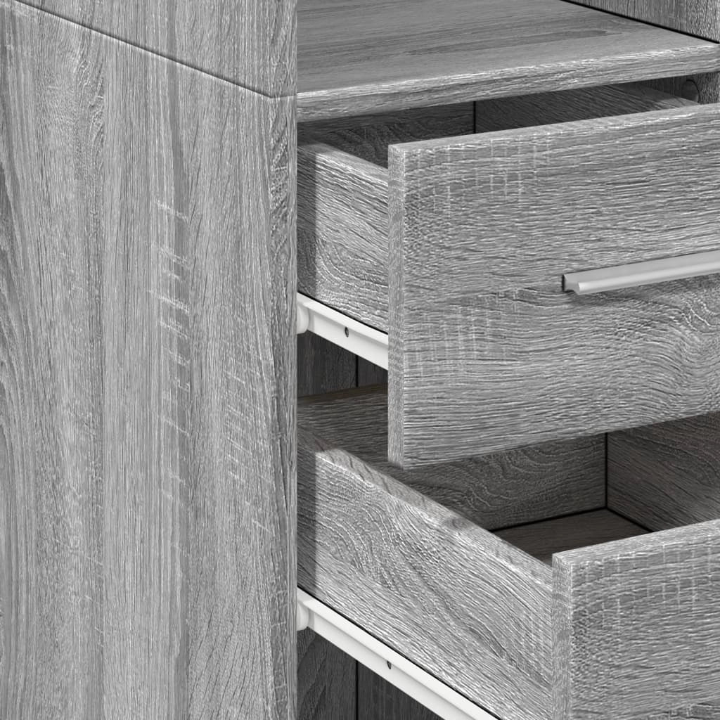 Buffet credenza cassettiera armadio mobile contenitore organizer cucina soggiorno salotto rovere Sonoma alto 50 x 42,5 x 185 cm legno ingegnerizzato grigio 02_0035373