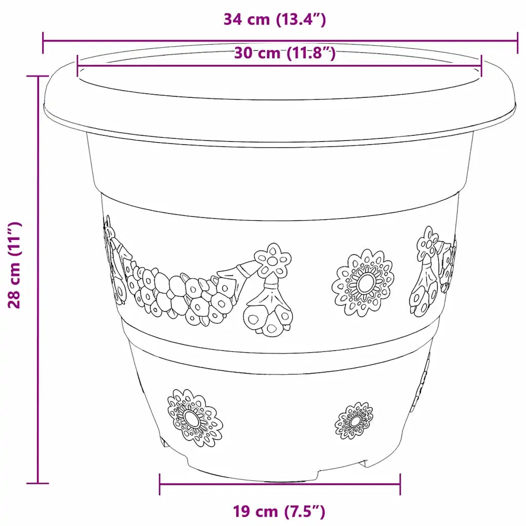Vaso Rotondo per Fiori 6 pcs Rosso Mattone Ø 34 x 28 cm 42020282