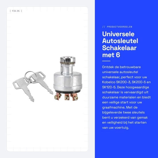 Autosleutel Schakelaar Universale con 6 Terminali per Kobelco SK200-3 SK200-5 SK120-5