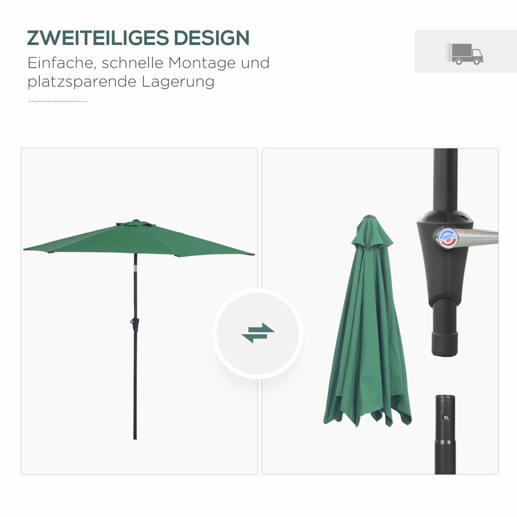 Ombrellone da giardino con manovella ¨C zephmum ¨C alluminio, poliestere, verde scuro, ?2.6x2.35m