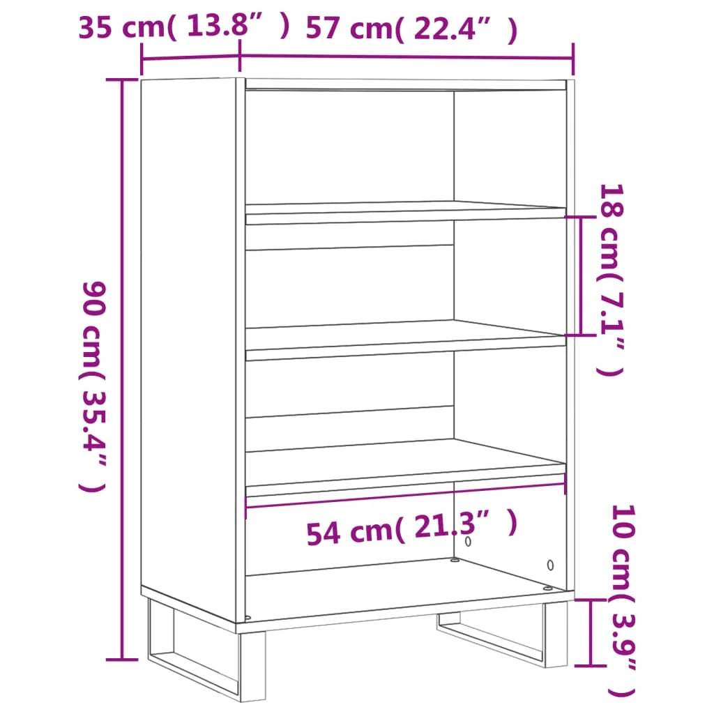 Buffet credenza cassettiera mobiletto mobile contenitore organizer cucina soggiorno salotto alto 57 x 35 x 90 cm legno ingegnerizzato marrone 02_0033371