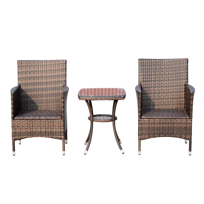 SET POLTRONCINE DA GIARDINO IN RATTAN CON TAVOLINO MARRONE