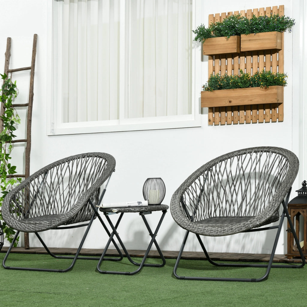 Set tavolo e sedie da giardino in resina pieghevole per 2 persone ¨C zephmum ¨C grigio