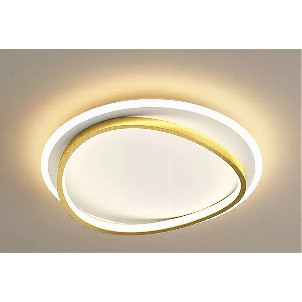 Trade Shop - Plafoniera Led 36w Cerchio Bianco Oro Moderno Soffitto Tonda Luce Naturale 71493 -